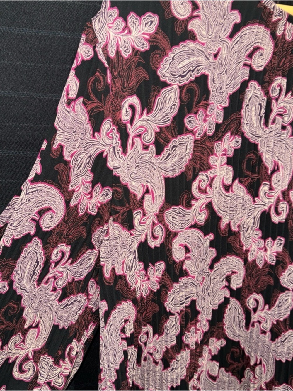 J Jill Wearever Collection Long Sleeve Patterned Pleated Front Dress Large - Picture 6 of 13